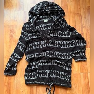 RVCA Black and White Shark Tooth Graphic Hoodie